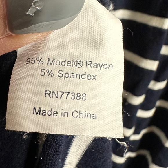 J CREW Women's blue white striped strapless maxi length modal blend dress, sz XS - Picture 5 of 7